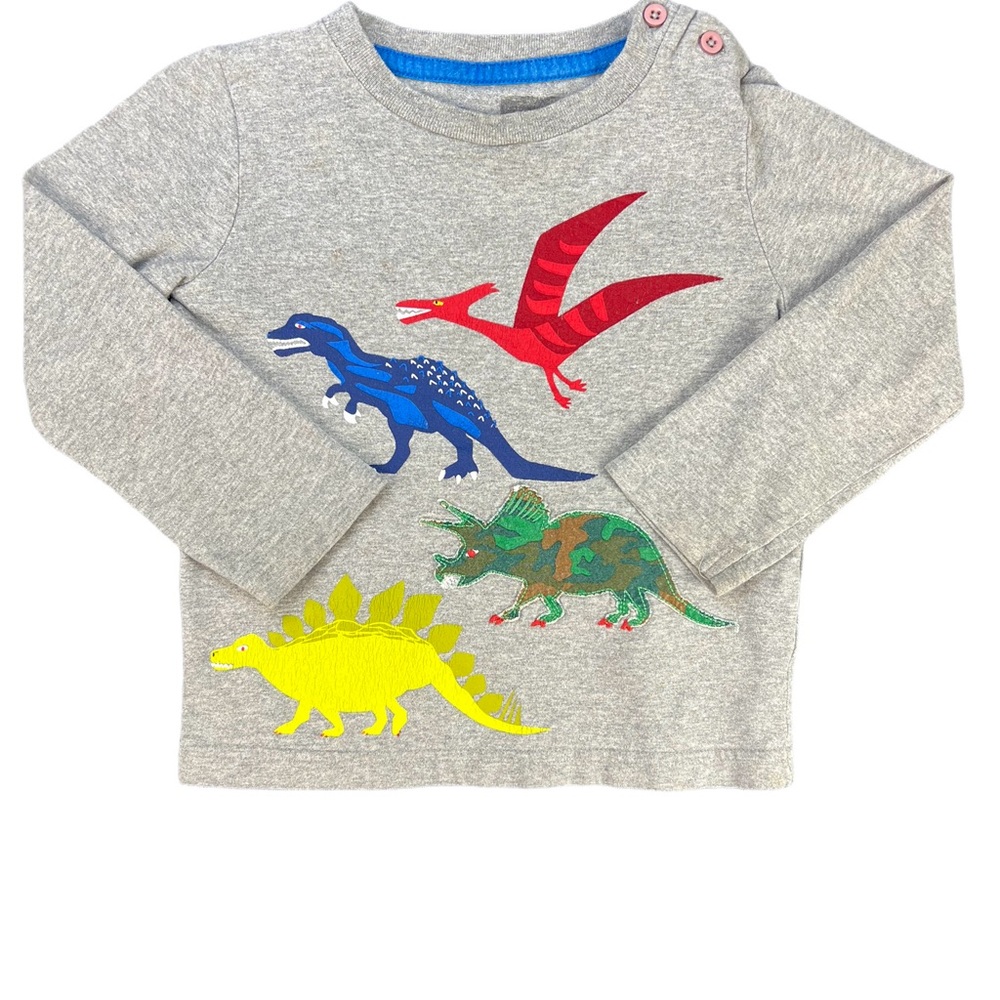 Mini Boden Gray Dinosaur Long Sleeve Tee